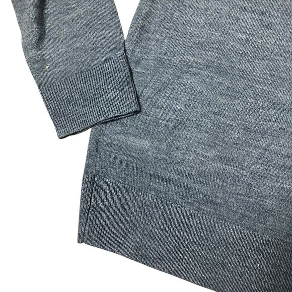 J Crew Sweater Mens XXL Grey Merino Wool Blend 1/4 Zip Mock Neck Neutral BB697 - Picture 10 of 12